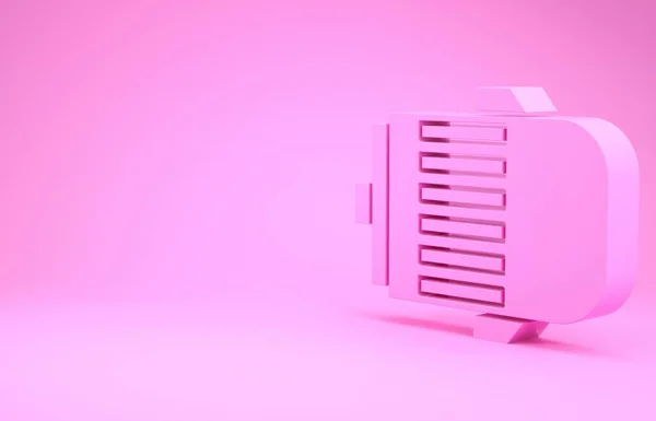 Ícone de motor elétrico rosa isolado no fundo rosa. Alternador de carro. Conceito de minimalismo. 3D ilustração 3D render — Fotografia de Stock