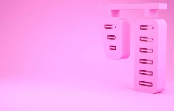 Carro rosa gás e pedais de freio ícone isolado no fundo rosa. Conceito de minimalismo. 3D ilustração 3D render — Fotografia de Stock
