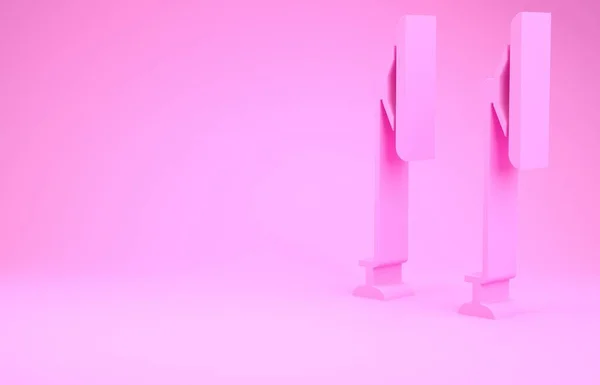 Icono limpiaparabrisas rosa aislado sobre fondo rosa. Concepto minimalista. 3D ilustración 3D render — Foto de Stock