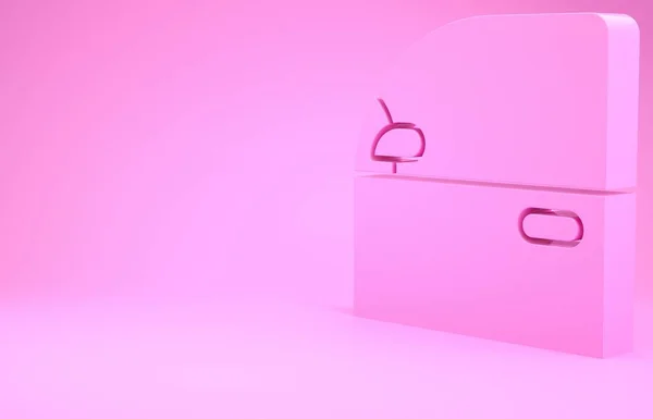 Icono de la puerta del coche rosa aislado sobre fondo rosa. Concepto minimalista. 3D ilustración 3D render — Foto de Stock