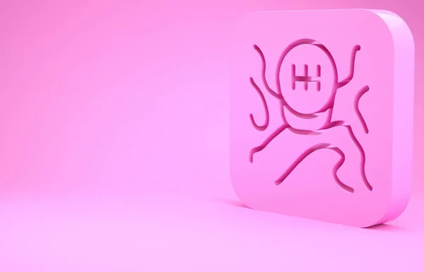 Ikona Różowego Przekładni odizolowana na różowym tle. Ikona transmisji. Koncepcja minimalizmu. Ilustracja 3D 3D renderowania — Zdjęcie stockowe