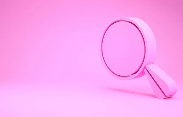 핑크 카 미러 아이콘은 핑크 배경에 분리되어 있다. 미니멀리즘의 개념입니다. 3d 삽화 3D 렌더링 — 스톡 사진