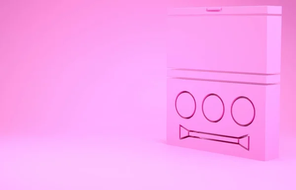 Růžové oko stínové palety s ikonou štětce izolované na růžovém pozadí. Minimalismus. 3D ilustrace 3D vykreslení — Stock fotografie