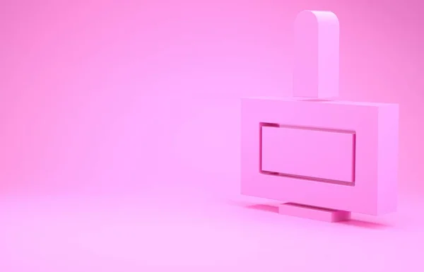 Ícone de garrafa de verniz rosa prego isolado no fundo rosa. Conceito de minimalismo. 3D ilustração 3D render — Fotografia de Stock