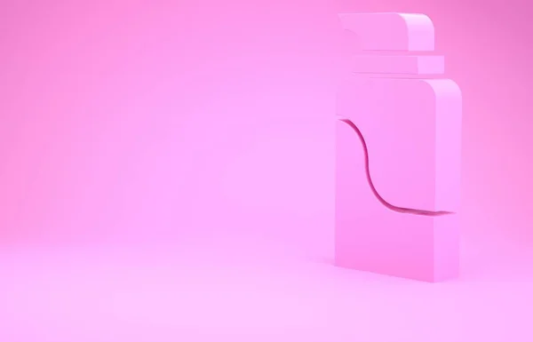 Pink Cream ou loção ícone tubo cosmético isolado no fundo rosa. Produtos de cuidados com o corpo para homens. Conceito de minimalismo. 3D ilustração 3D render — Fotografia de Stock