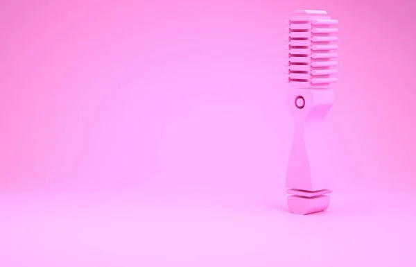 Icono secador de pelo rosa aislado sobre fondo rosa. Señal de secador de pelo. Símbolo de secado. Soplando aire caliente. Concepto minimalista. 3D ilustración 3D render —  Fotos de Stock
