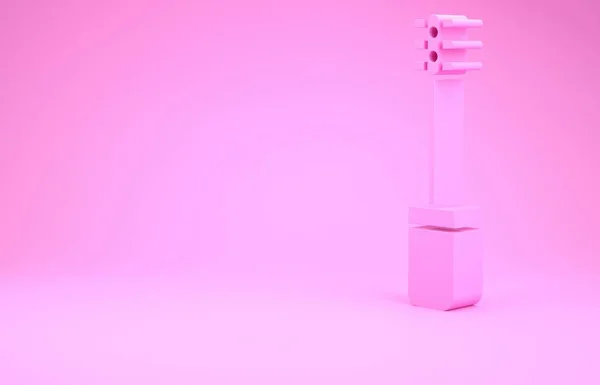 Icona pennello Mascara rosa isolata su sfondo rosa. Concetto minimalista. Illustrazione 3d rendering 3D — Foto Stock