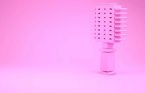 Ícone de escova de cabelo rosa isolado no fundo rosa. Pente o sinal do cabelo. Símbolo de barbeiro. Conceito de minimalismo. 3D ilustração 3D render — Fotografia de Stock