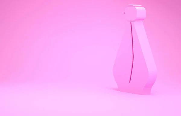 Ícone de perfume rosa isolado no fundo rosa. Conceito de minimalismo. 3D ilustração 3D render — Fotografia de Stock