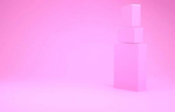 Ροζ κραγιόν εικονίδιο απομονώνονται σε ροζ φόντο. Μινιμαλιστική έννοια. 3d απεικόνιση 3D καθιστούν — Φωτογραφία Αρχείου
