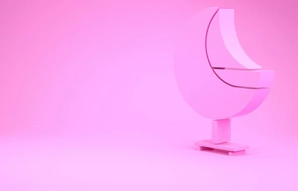 Poltrona icona rosa isolata su sfondo rosa. Concetto minimalista. Illustrazione 3d rendering 3D — Foto Stock
