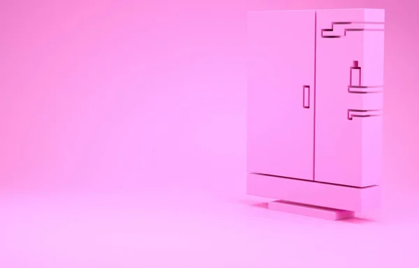 Icono de cabina de ducha rosa aislado sobre fondo rosa. Concepto minimalista. 3D ilustración 3D render —  Fotos de Stock