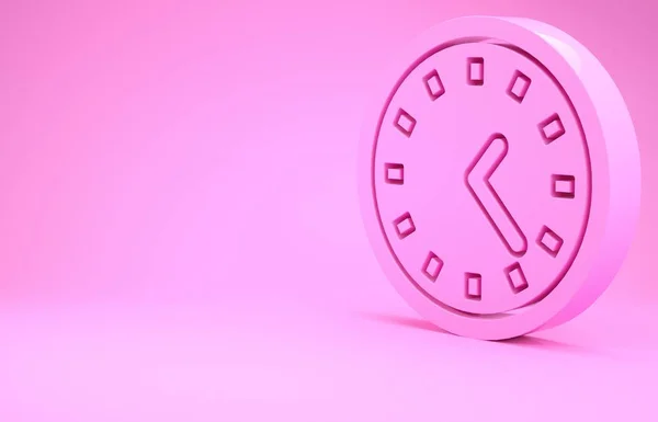 Icona dell'orologio rosa isolato su sfondo rosa. Simbolo temporale. Concetto minimalista. Illustrazione 3d rendering 3D — Foto Stock