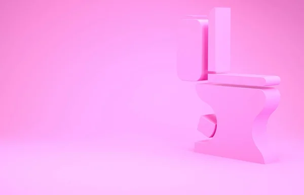 Ciotola rosa icona isolata su sfondo rosa. Concetto minimalista. Illustrazione 3d rendering 3D — Foto Stock