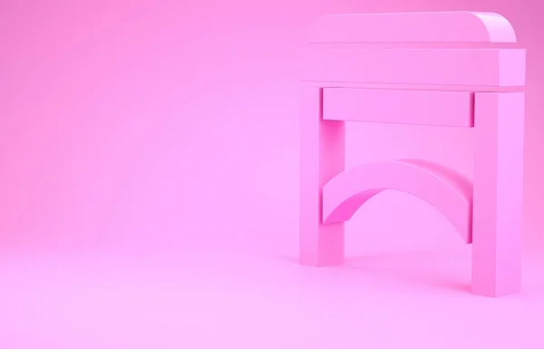 Icône chaise rose isolé sur fond rose. Concept de minimalisme. Illustration 3D rendu 3D — Photo