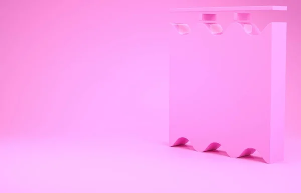 Icono de cortinas rosadas aislado sobre fondo rosa. Concepto minimalista. 3D ilustración 3D render — Foto de Stock