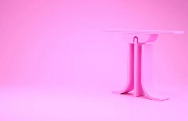 Icône de table ronde rose isolée sur fond rose. Concept de minimalisme. Illustration 3D rendu 3D — Photo