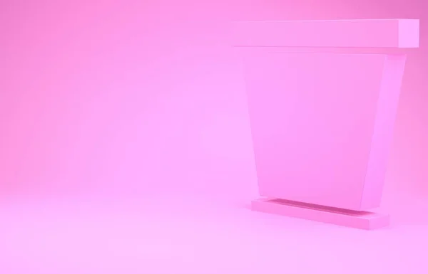 Ícone de vaso de flor rosa isolado no fundo rosa. Conceito de minimalismo. 3D ilustração 3D render — Fotografia de Stock