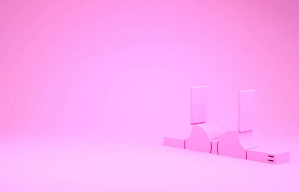 Pink Bra εικονίδιο απομονώνονται σε ροζ φόντο. Γυναικεία εσώρουχα. Μινιμαλιστική έννοια. 3d απεικόνιση 3D καθιστούν — Φωτογραφία Αρχείου