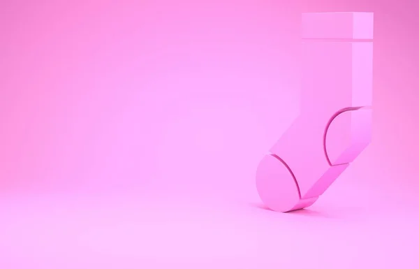 Розовые носки значок изолирован на розовом фоне. Концепция минимализма. 3D-рендеринг — стоковое фото