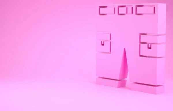 ピンクの背景色にピンクのショートまたはパンツのアイコン。最小限の概念。3Dイラスト3Dレンダリング — ストック写真