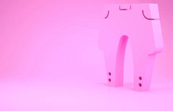 Pantalon rose icône isolée sur fond rose. Concept de minimalisme. Illustration 3D rendu 3D — Photo