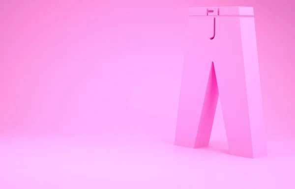 Ikona Różowe Spodnie izolowane na różowym tle. Koncepcja minimalizmu. Ilustracja 3D 3D renderowania — Zdjęcie stockowe
