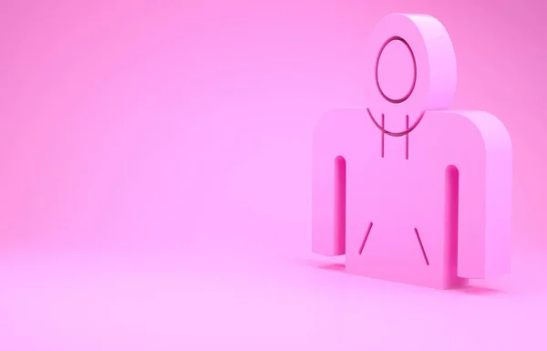 Ícone de capuz rosa isolado no fundo rosa. Camisola com capuz. Conceito de minimalismo. 3D ilustração 3D render — Fotografia de Stock