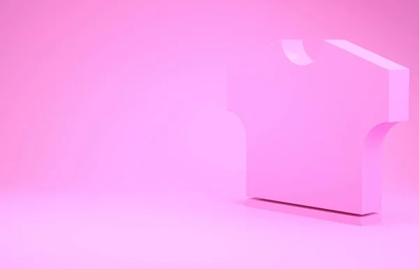 Rózsaszín póló ikon elszigetelt rózsaszín háttér. Minimalizmus koncepció. 3d illusztráció 3D render — Stock Fotó