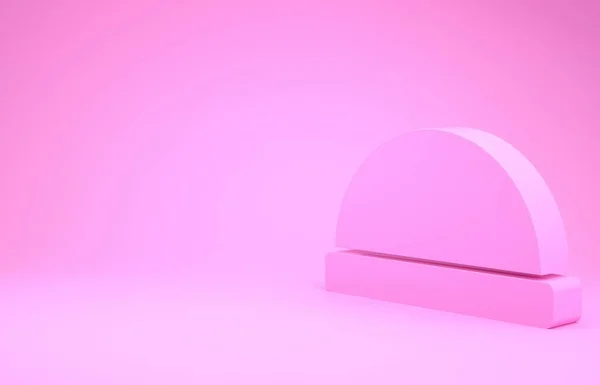 Pink Beanie hat icon isolated on pink background. Minimalism concept. 3d illustration 3D render