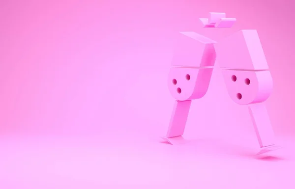 Ροζ ποτήρι σαμπάνια εικονίδιο απομονώνονται σε ροζ φόντο. Μινιμαλιστική έννοια. 3D απεικόνιση 3d καθιστούν — Φωτογραφία Αρχείου