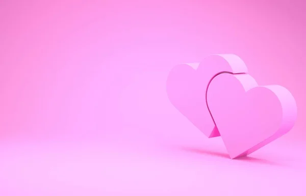 Pink Heart icon isolated on pink background. Romantic symbol linked, join, passion and wedding. Valentine day symbol. Minimalism concept. 3d illustration 3D render — Stock Photo, Image