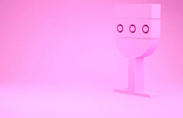 Rosa medeltida bägare ikon isolerad på rosa bakgrund. Minimalistiskt koncept. 3D-återgivning för 3D — Stockfoto