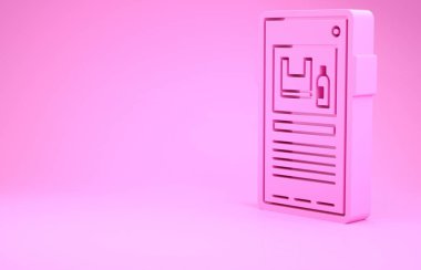 Pembe Durak plastik kirlilik ikonu pembe arka planda izole edilmiş. Ekolojik poster. Minimalizm kavramı. 3d illüstrasyon 3B canlandırma