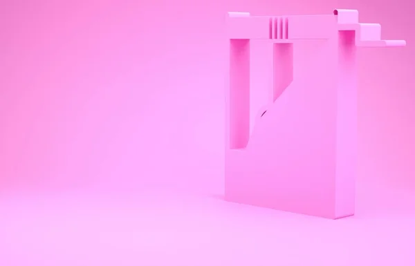 Pink Well com um balde e ícone de água potável isolado no fundo rosa. Conceito de minimalismo. 3D ilustração 3D render — Fotografia de Stock