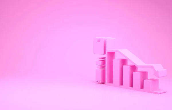 Pinkfarbenes Ökologie-Icon auf rosa Hintergrund. Minimalismus-Konzept. 3D Illustration 3D Renderer — Stockfoto