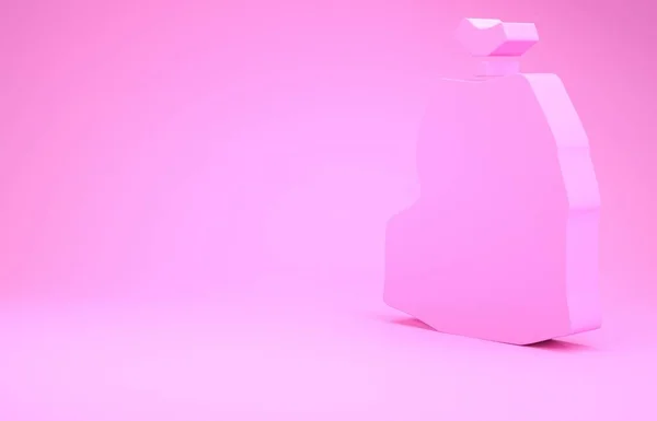 Pinkfarbenes Müllsacksymbol auf rosa Hintergrund. Minimalismus-Konzept. 3D Illustration 3D Renderer — Stockfoto