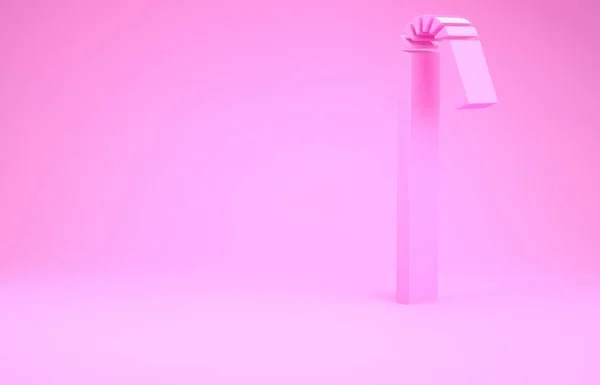 Ροζ πόσιμο πλαστικό εικονίδιο άχυρο απομονώνονται σε ροζ φόντο. Μινιμαλιστική έννοια. 3d απεικόνιση 3D καθιστούν — Φωτογραφία Αρχείου