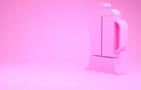 Pink French press icon isolated on pink background. Minimalism concept. 3d illustration 3D render — Stock Photo, Image