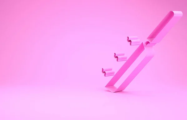 Рожева панель смаження ізольована на рожевому фоні. Символ смаженої або смаженої їжі. Концепція мінімалізму. 3D ілюстрація 3D рендеринга — стокове фото