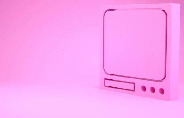 Ícone balanças eletrônicas rosa isolado no fundo rosa. Equipamento de medida de peso. Conceito de minimalismo. 3D ilustração 3D render — Fotografia de Stock