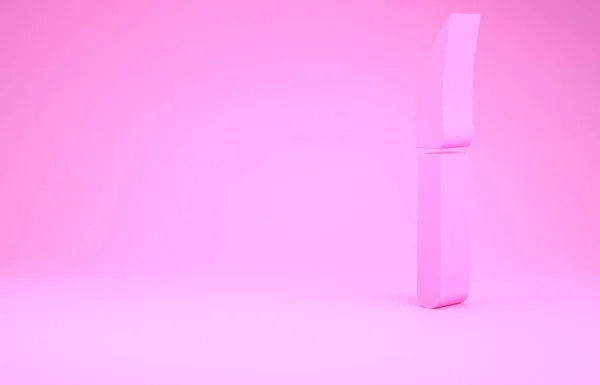 Icono de cuchillo rosa aislado sobre fondo rosa. Símbolo de cubertería. Concepto minimalista. 3D ilustración 3D render — Foto de Stock