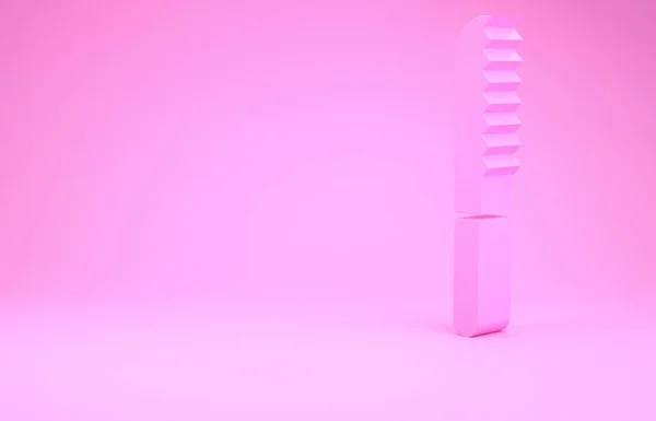 Icono de cuchillo de pan rosa aislado sobre fondo rosa. Símbolo de cubertería. Concepto minimalista. 3D ilustración 3D render —  Fotos de Stock