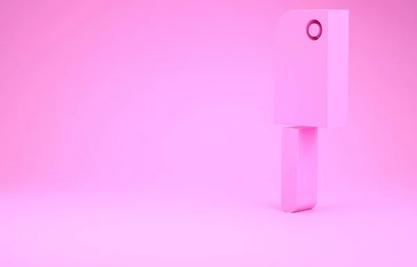 Icona chopper Carne Rosa isolata su sfondo rosa. Coltello da cucina per carne. Coltello da macellaio. Concetto minimalista. Illustrazione 3d rendering 3D — Foto Stock