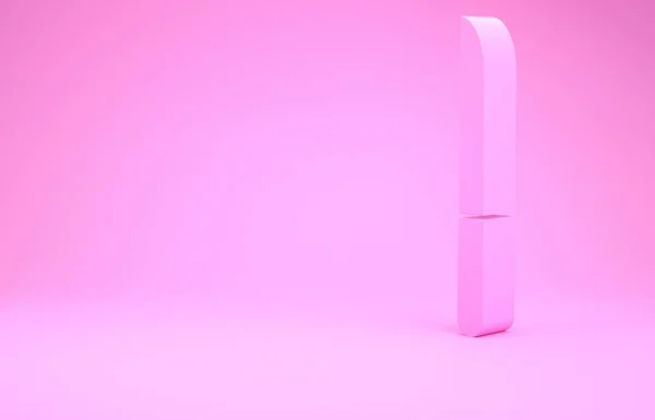 Icono de cuchillo rosa aislado sobre fondo rosa. Símbolo de cubertería. Concepto minimalista. 3D ilustración 3D render — Foto de Stock