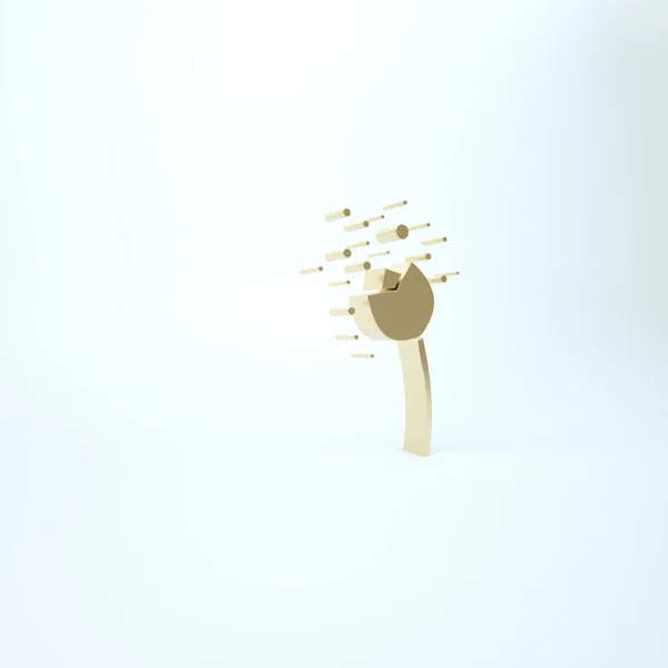 Χρυσό λουλούδι που παράγει γύρη στην ατμόσφαιρα εικόνα απομονώνονται σε λευκό φόντο. 3d απεικόνιση 3D καθιστούν — Φωτογραφία Αρχείου
