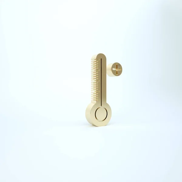 Gold Medical digital thermometer for medical examination icon isolated on white background. 3d illustration 3D render