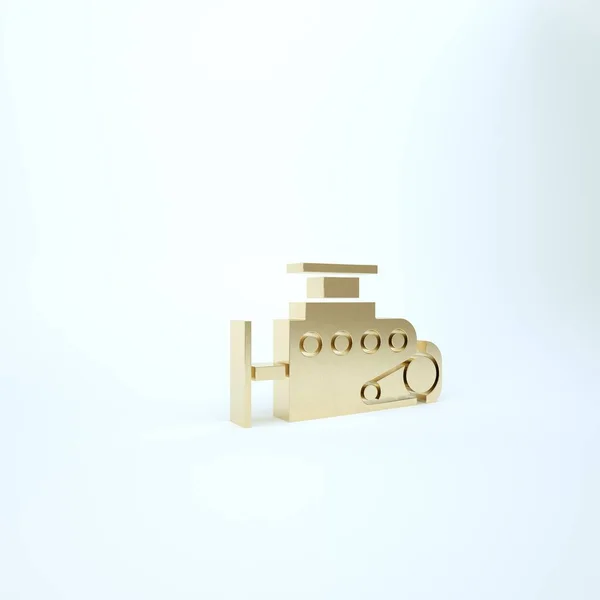 Gold Car Motor Symbol isoliert auf weißem Hintergrund. 3D Illustration 3D Renderer — Stockfoto
