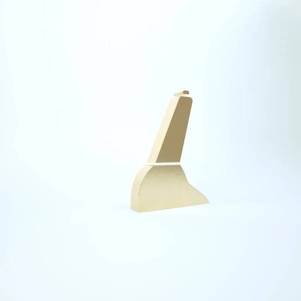 골드 카 핸드 브레이크 아이콘은 흰색 배경에서 분리되었다. 주차 브레이크 레버. 3d 삽화 3D 렌더링 — 스톡 사진