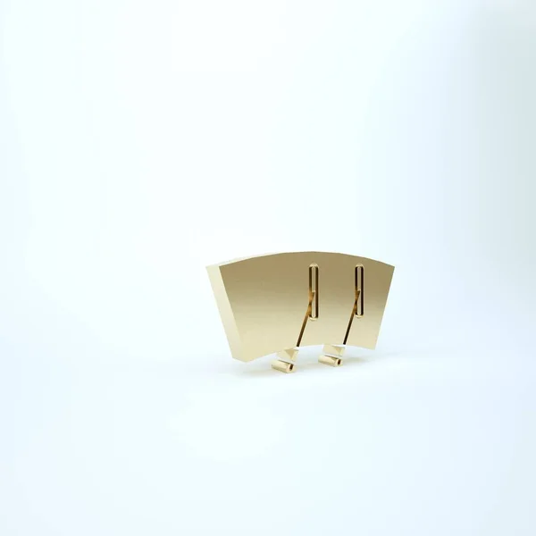 Χρυσό εικονίδιο υαλοκαθαριστήρα που απομονώνεται σε λευκό φόντο. 3d απεικόνιση 3D καθιστούν — Φωτογραφία Αρχείου